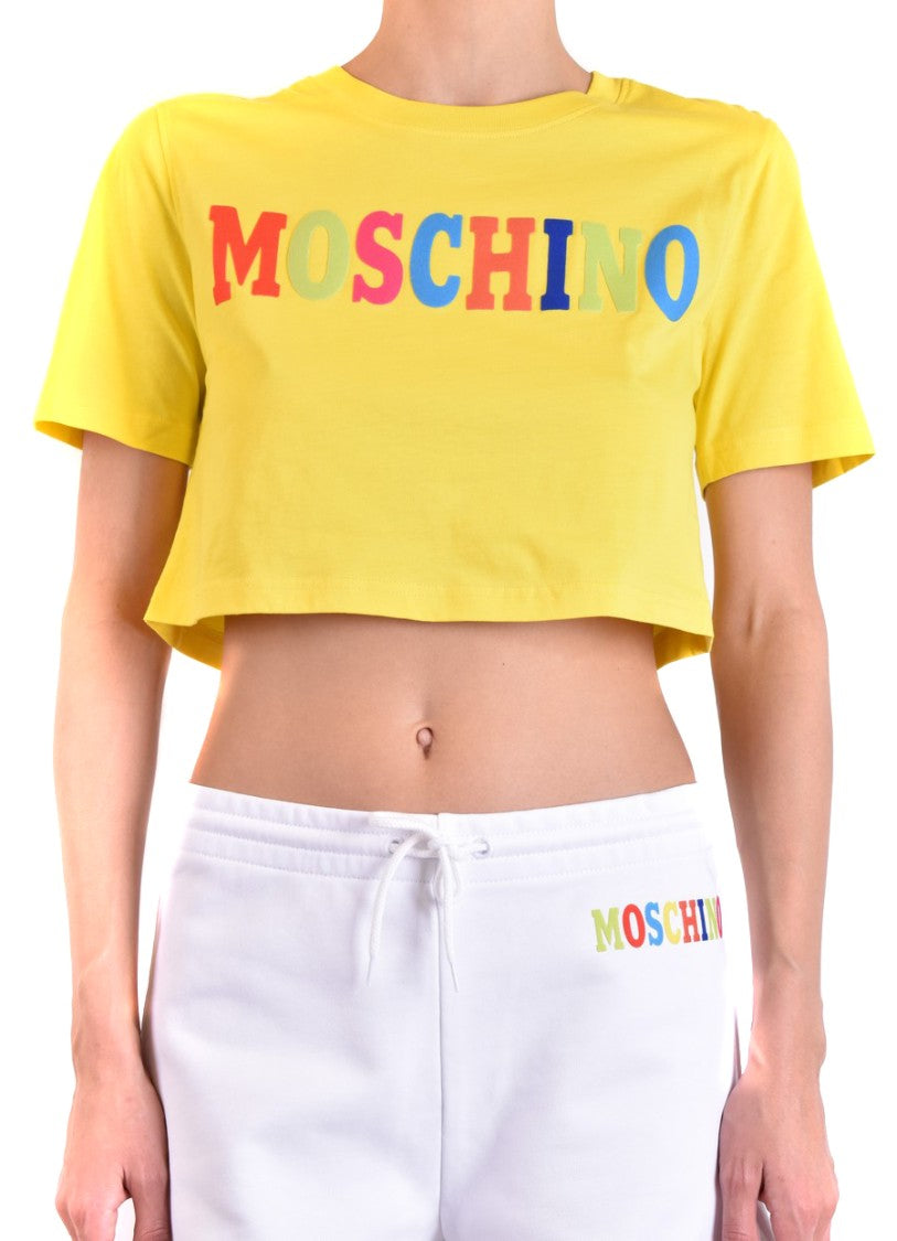Moschino Cropped T-Shirt With Bold Multicolored Lettering
