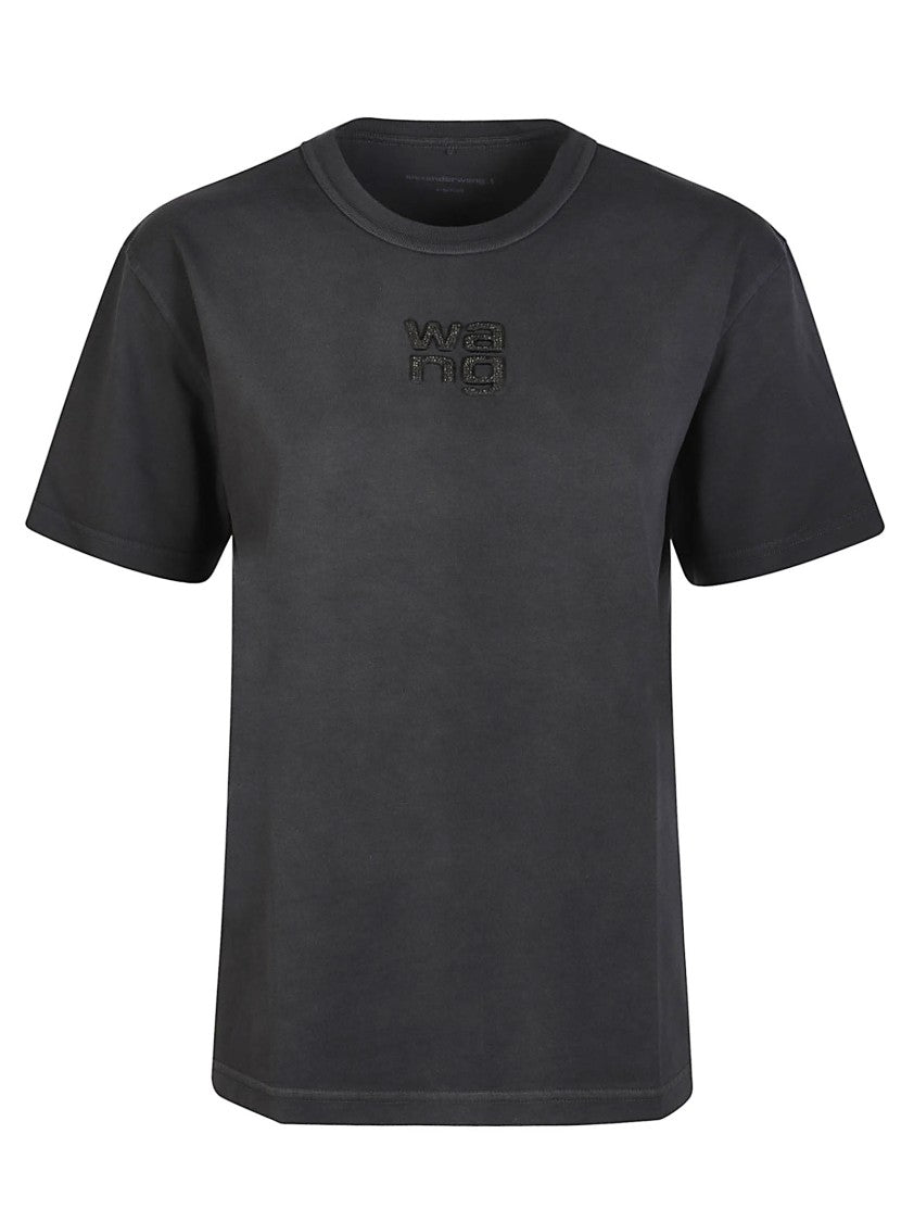 T By Alexander Wang Hotfix Logo Cotton Boxy T-Shirt