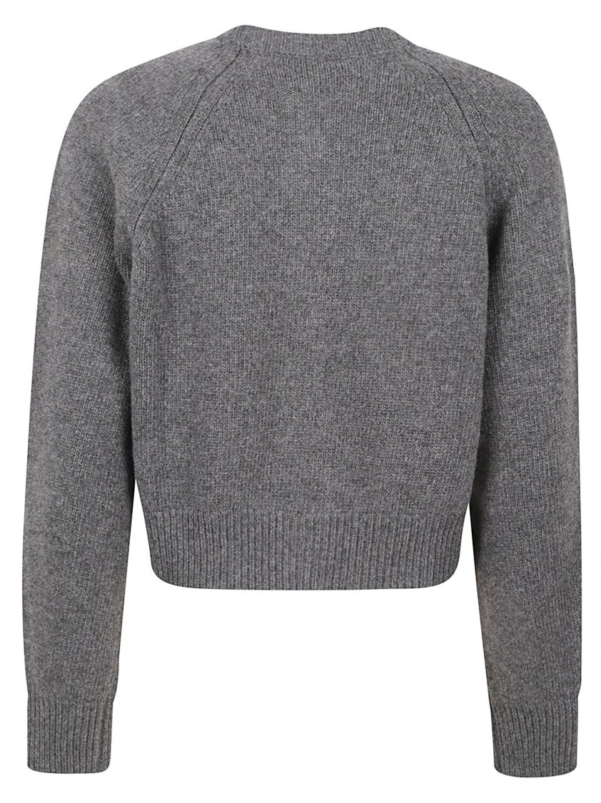 Max Mara Cropped Sweater With Ribbed Knit Texture And Button-Down Front