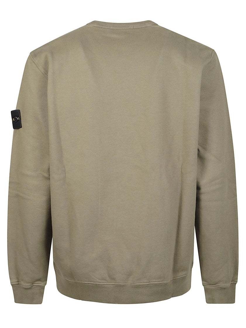 Stone Island Minimalist Olive Cotton Sweatshirt