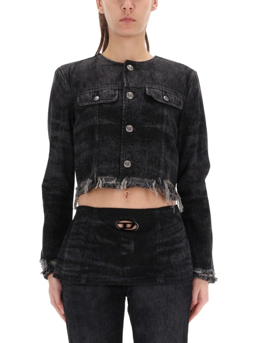Diesel De-Graffy-Fsh Cropped Denim Jacket