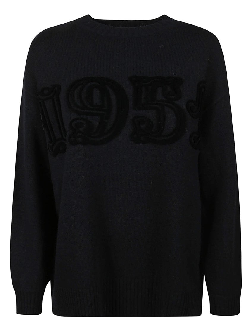 Max Mara Relaxed-Fit Black Sweater With Textured '1951' Detail
