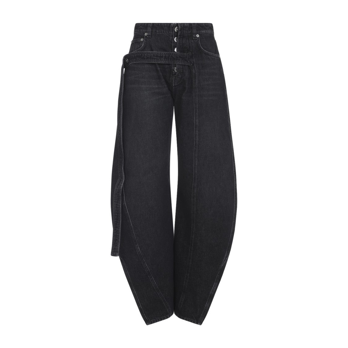 Jean Paul Gaultier Signature Black Cotton Low Waisted Jeans With Exaggerated Legs