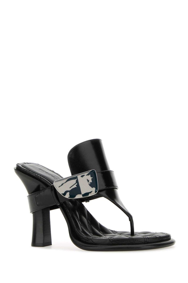 Burberry Black Leather Bay Thong Mules
