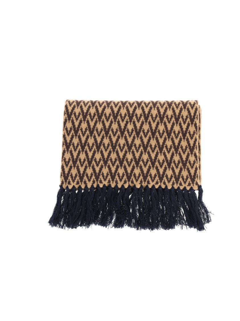 Valentino Garavani Brown Toute La V Virgin Wool Scarf
