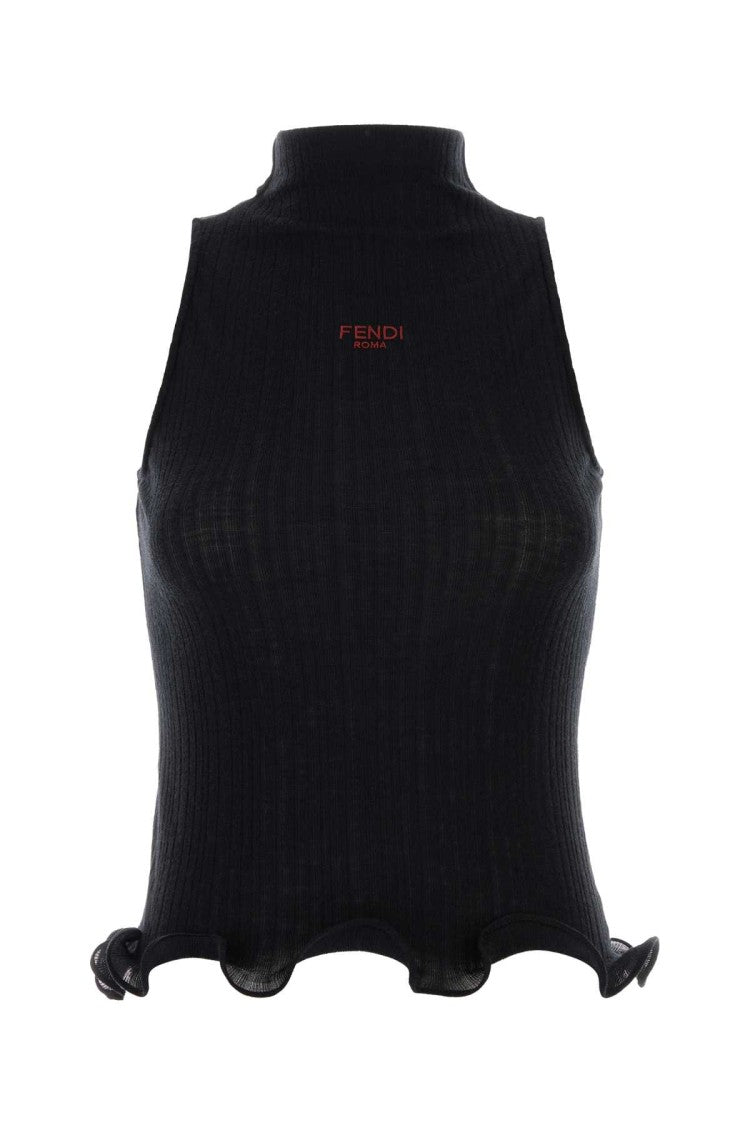 Fendi Black Cotton Tank Top