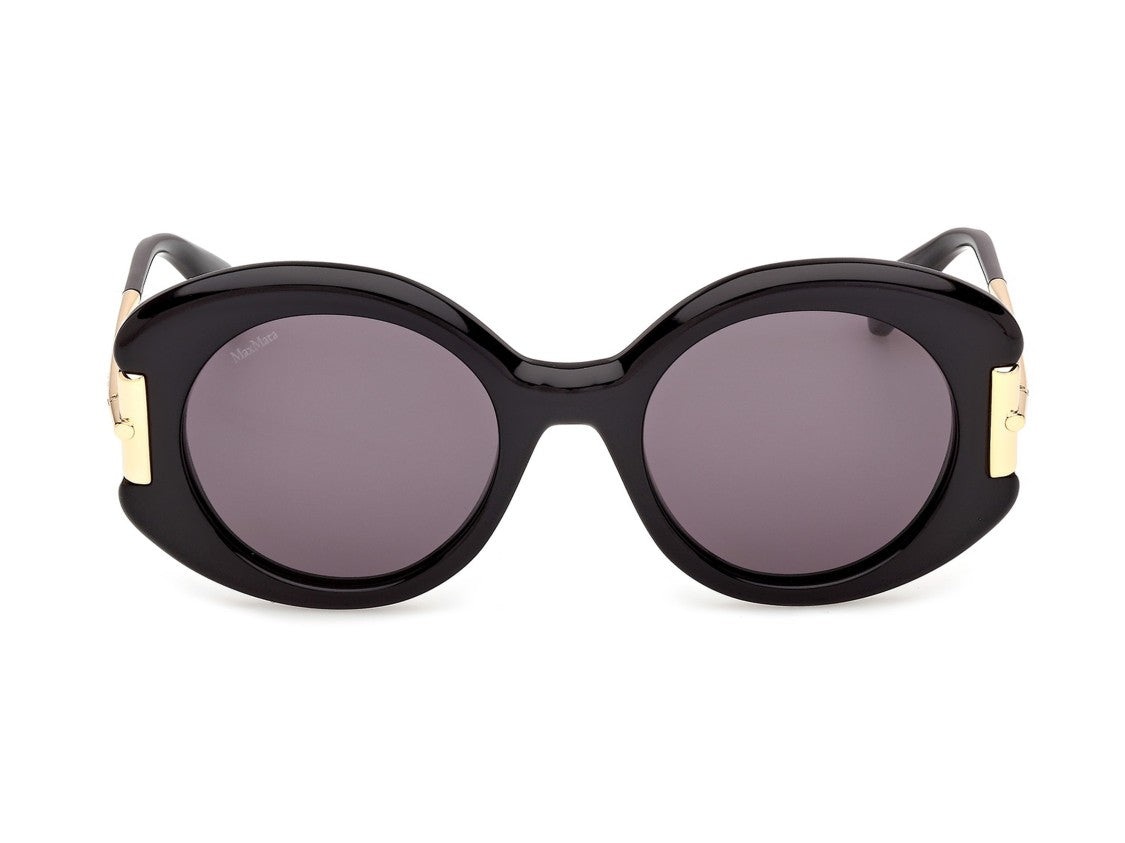 Max Mara Black Mm0188 Large Round Acetate Sunglasses