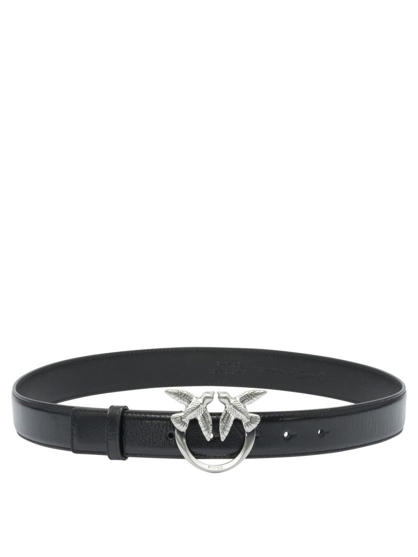 Pinko Black Leather Belt With Distinctive Bird Buckle