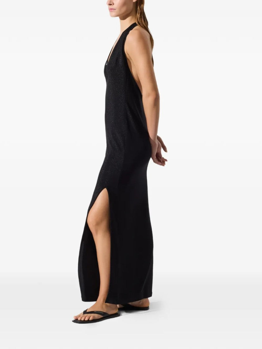 Karl Lagerfeld Maxi Dress With Deep V-Neckline And Open Back