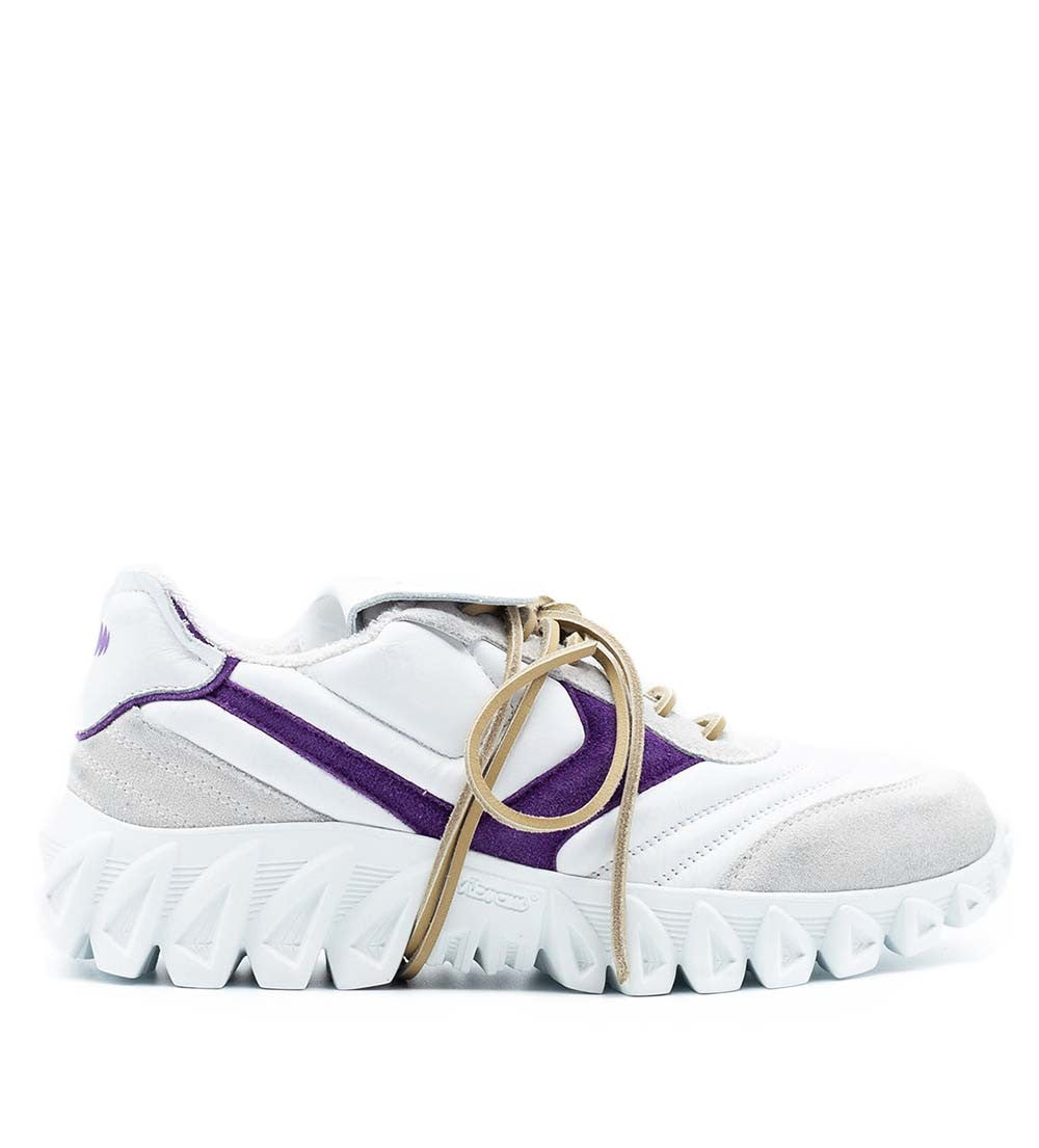 Pantofola D'oro White Soft Suede And Fabric Sneakers