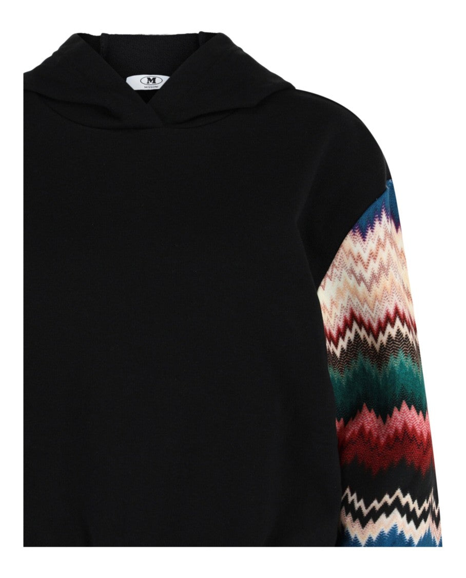M Missoni Chevron Printed Cropped Hoodie