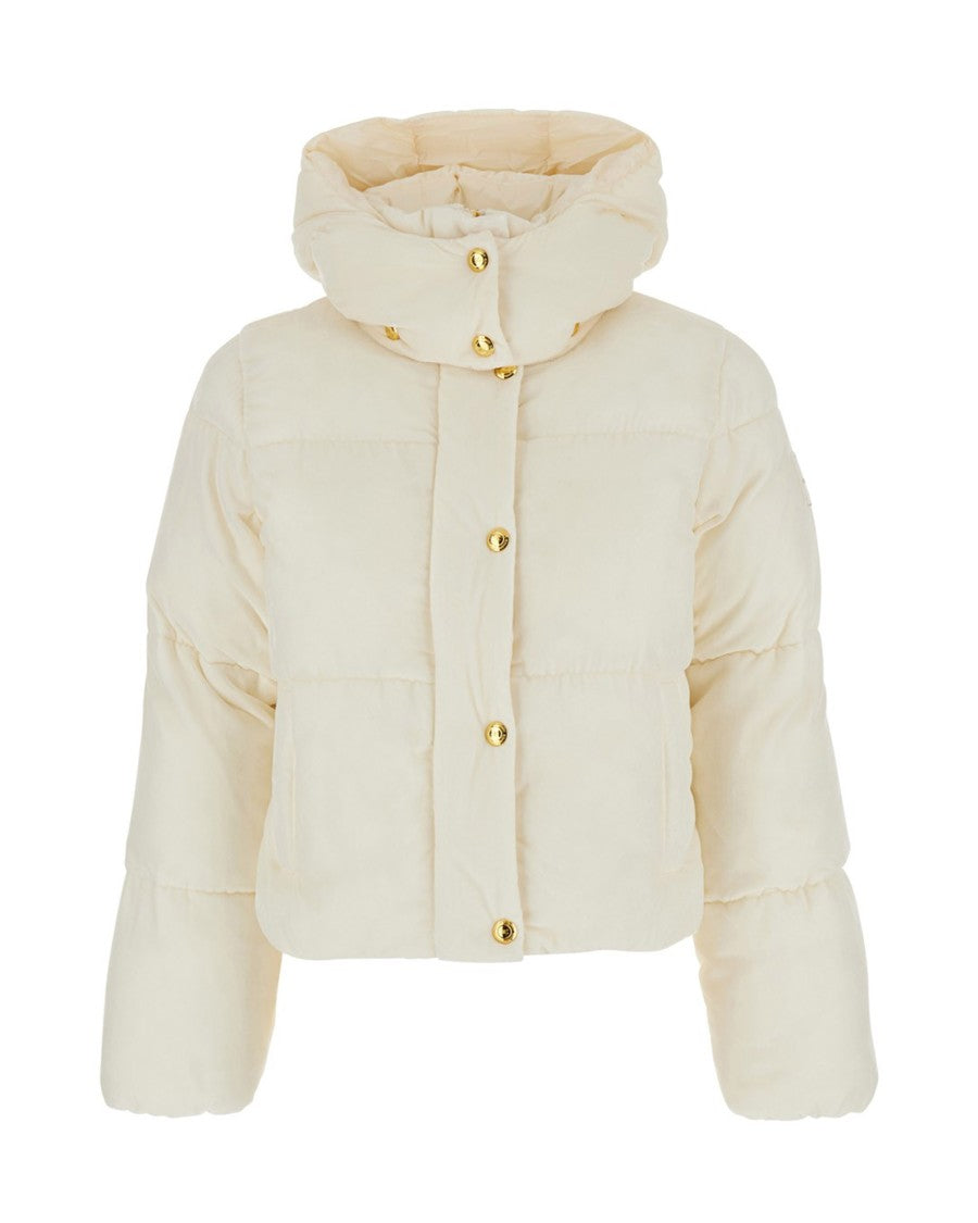 Elisabetta Franchi Milk Velvet Hooded Down Jacket