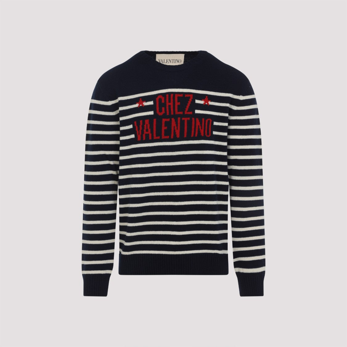 Valentino Classic Striped Sweater With Bold Lettering