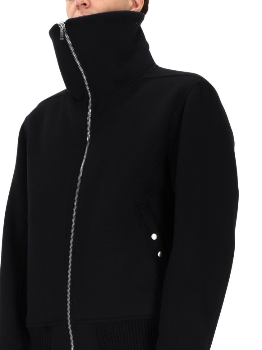 Rick Owens Structured Black Sports Jacket With Ribbed Details And Matte Finish