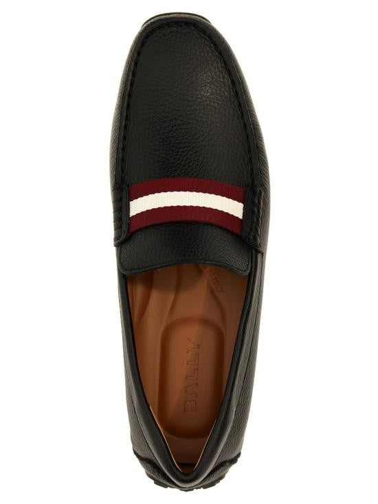 Bally Textured Leather Fabric Strap Loafers