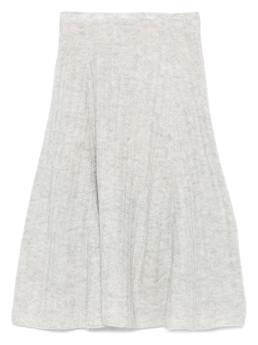 Twin-Set Knee-Length Ribbed A-Line Skirt