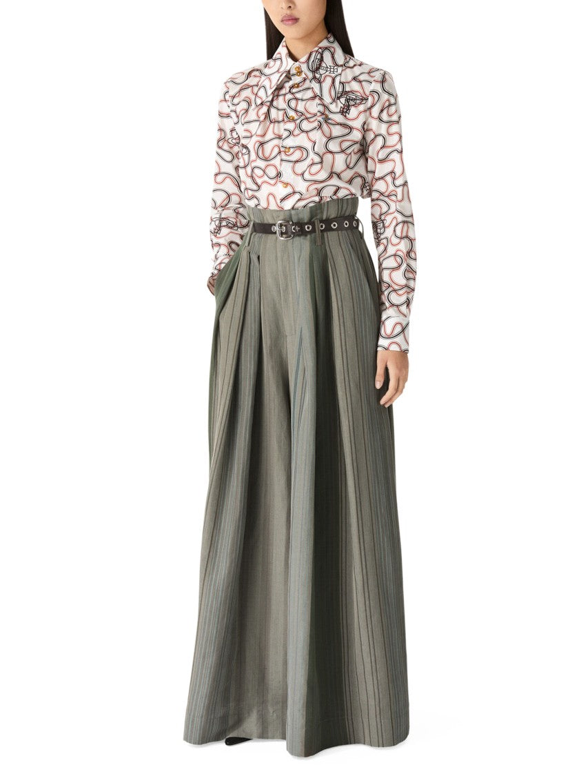 Vivienne Westwood Wide-Leg Trousers With Pleated Design And Textured Stripes