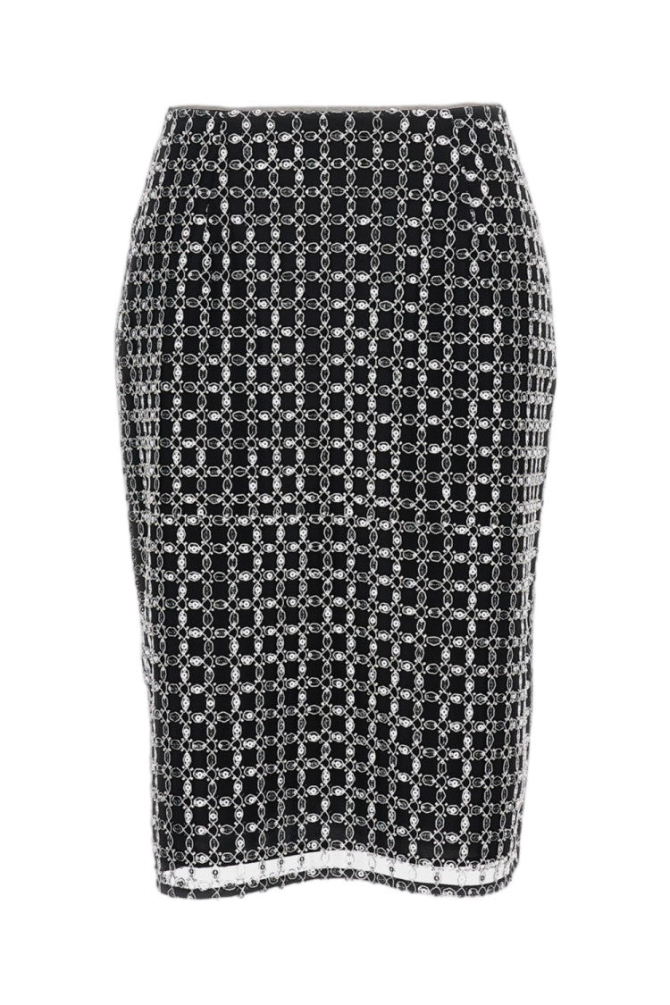 Rotate Sequin-Embellished Fitted Mini Skirt With Bandeau Design