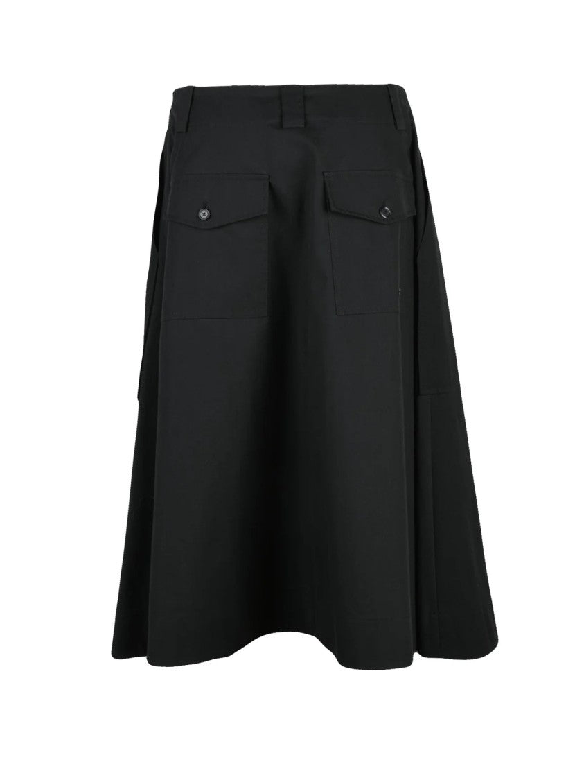 Moschino Couture Black Cotton-Blend Zip Flared Midi Skirt