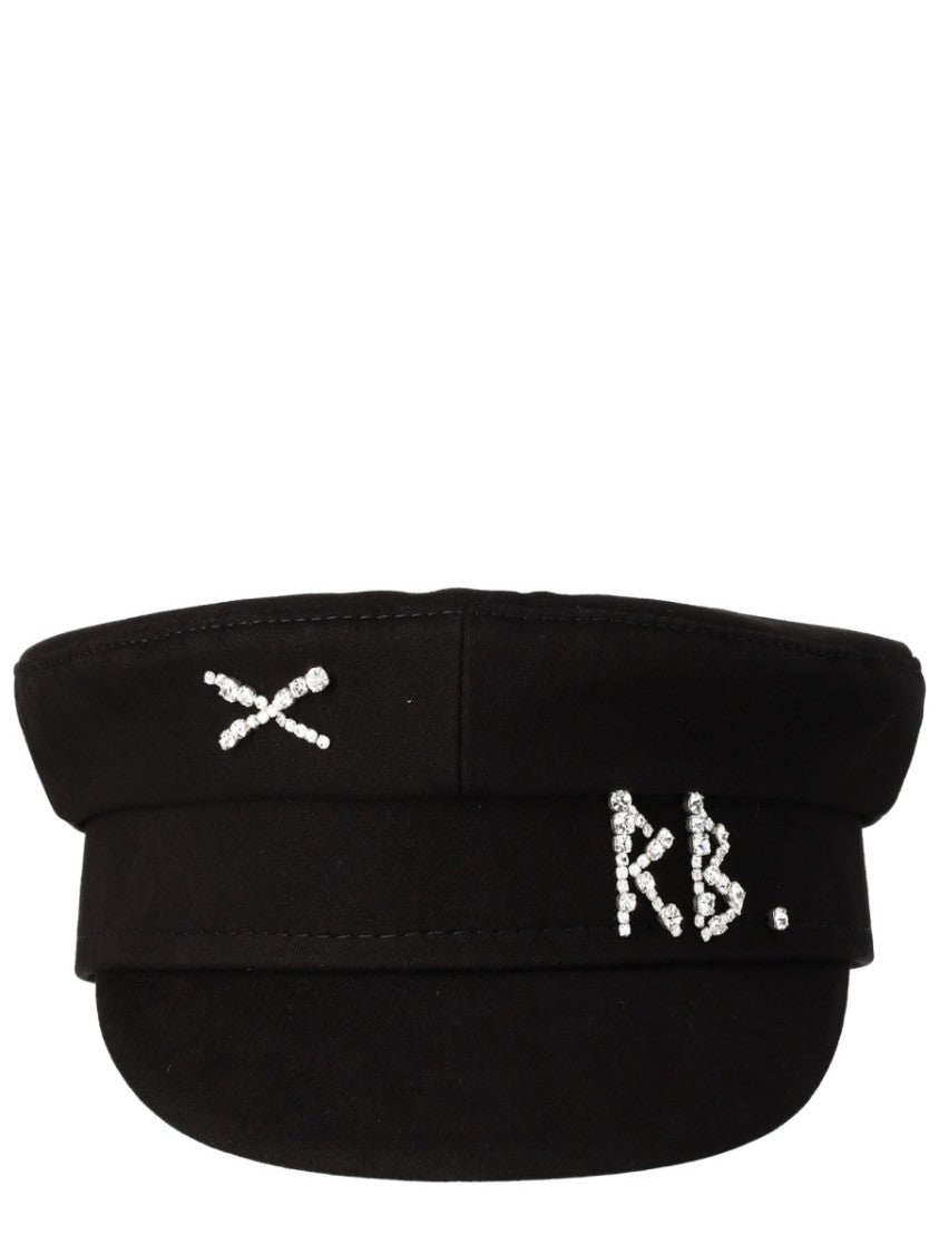 Ruslan Baginskiy Structured Rhinestone Crossed Baker Boy Hat