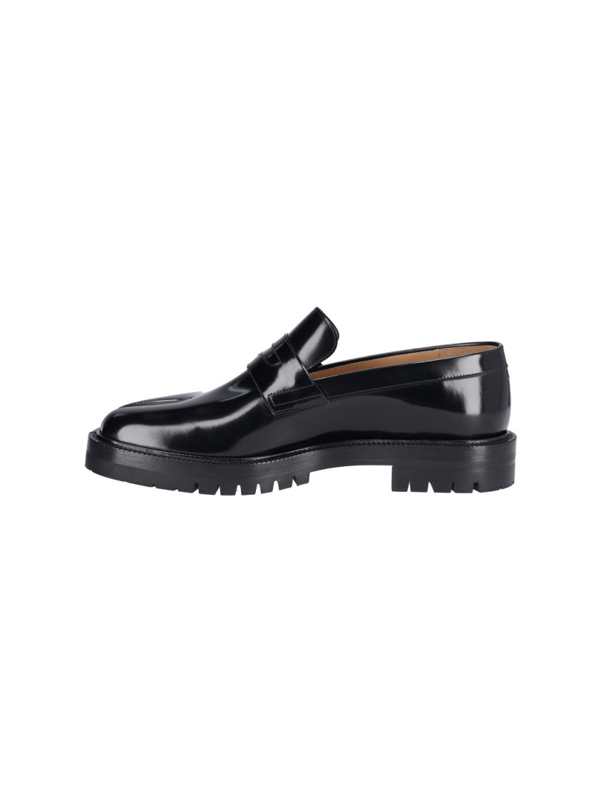 Maison Margiela Moccasini Tabi County In Glossy Black Calf Leather