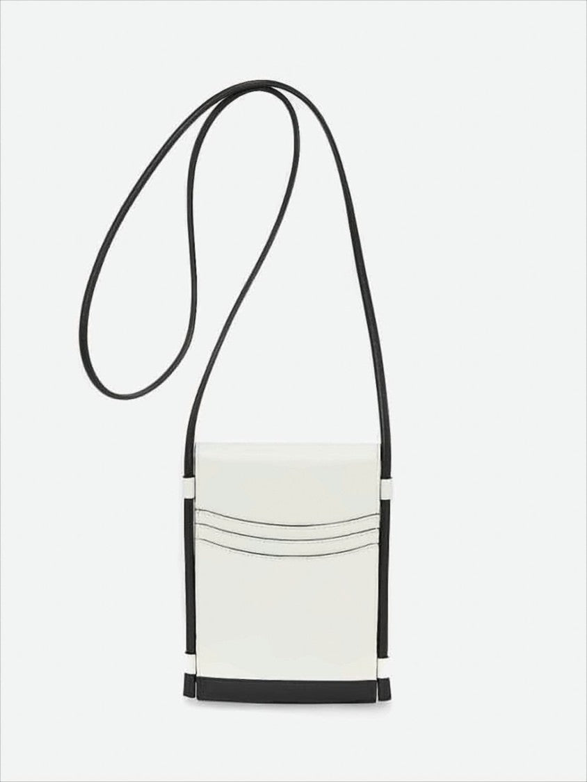 Alexander Mcqueen Compact White Leather Crossbody Bag With Black Accents