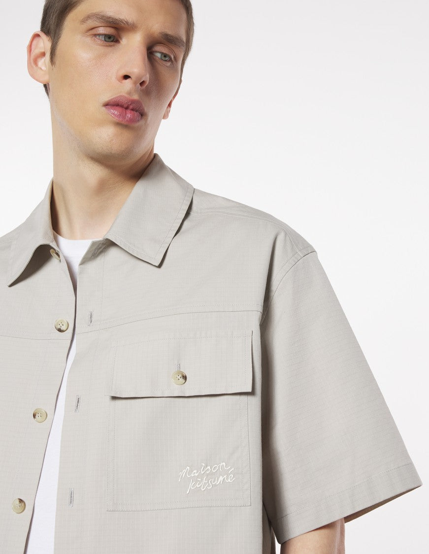 Maison Kitsuné Short Sleeve Cotton Overshirt