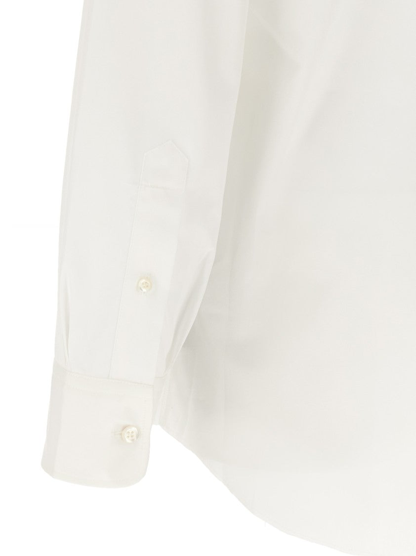 Maison Margiela White Cotton Poplin Shirt With Chest Pocket And Raw Hem