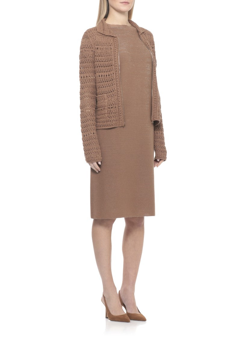 Fabiana Filippi Knee-Length Wool Blend Dress With Lurex Details