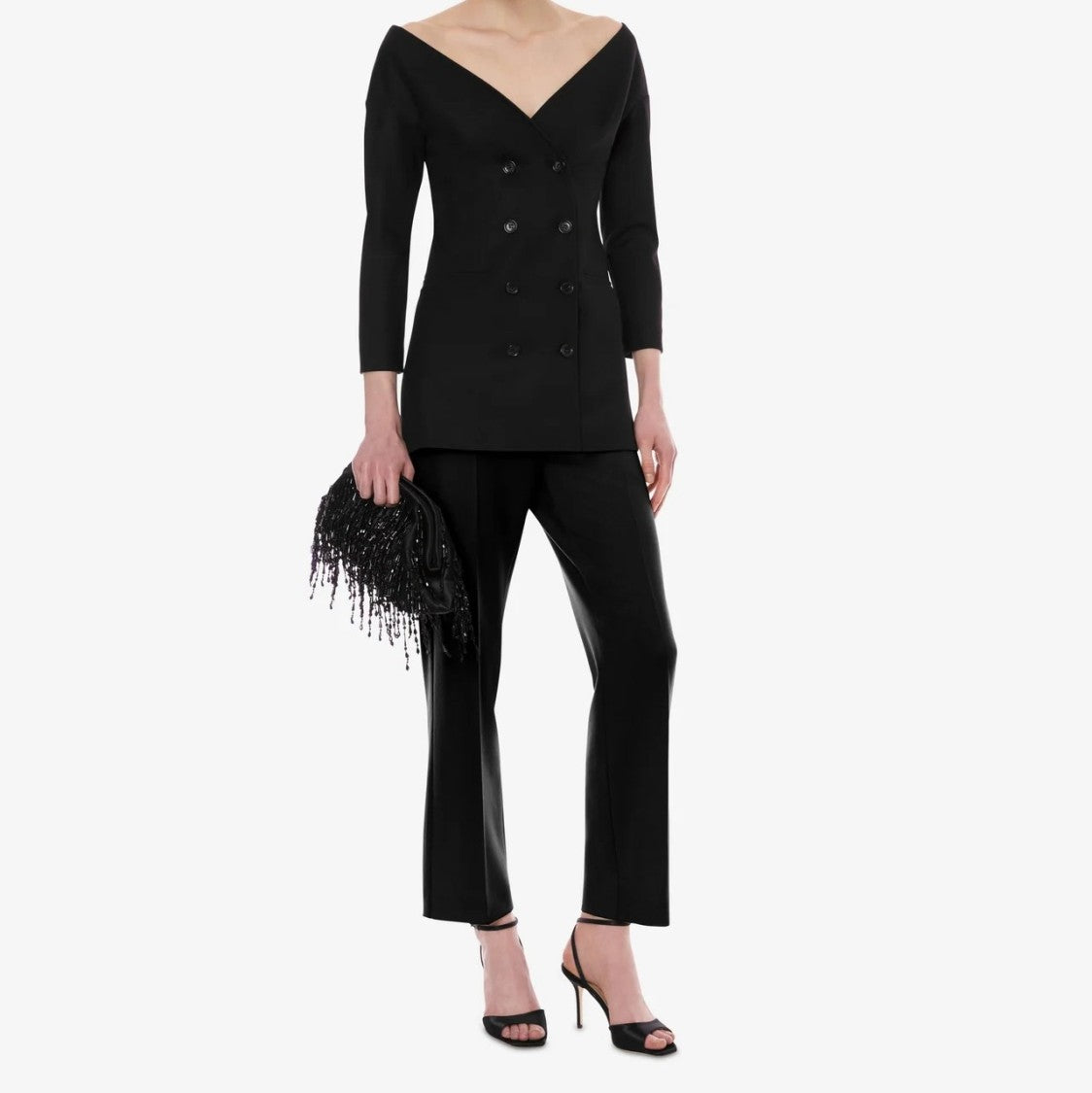 Alberta Ferretti Double-Breasted Off-The-Shoulder Alberta Ferretti Blazer