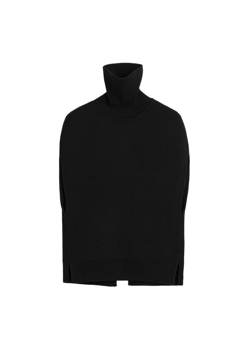 Totême Double-Knit Cape With High Turtleneck And Modern Split Back