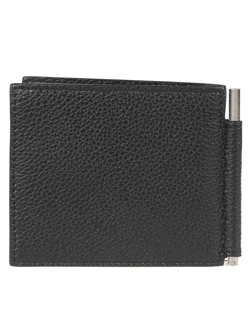 Tom Ford T Line Money Clip Textured Calf Leather Wallet