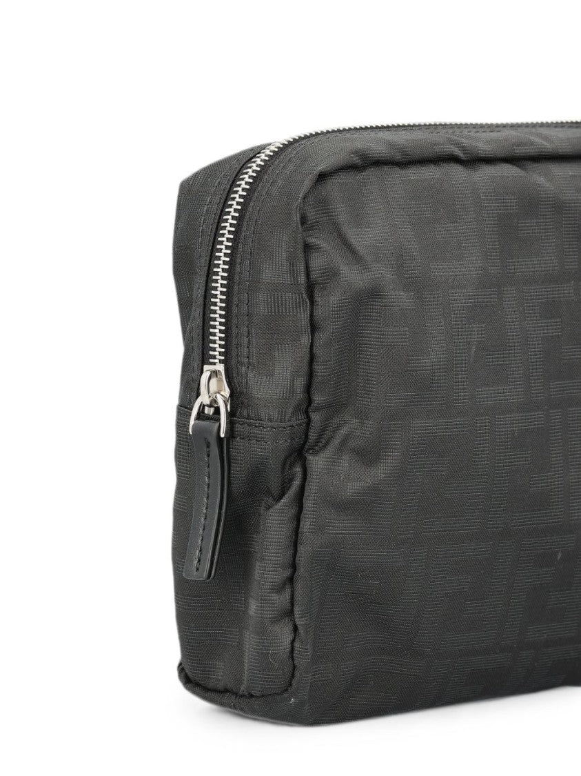 Fendi Black Rectangular Embossed Pattern Fabric Bag
