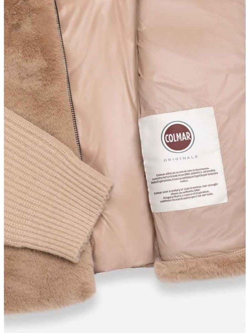 Colmar Plush Faux Fur Quilted Hooded Jacket