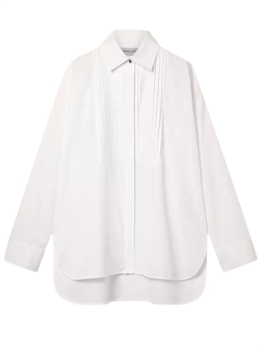 Golden Goose White Vertical Pleated Oversized Shirt