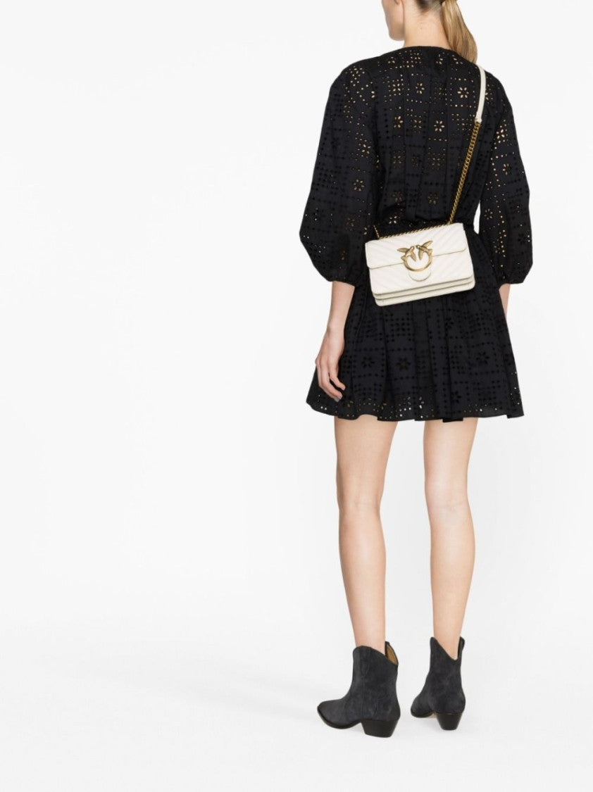 Pinko Mini Quilted Nappa Shoulder Bag With Chevron Motif