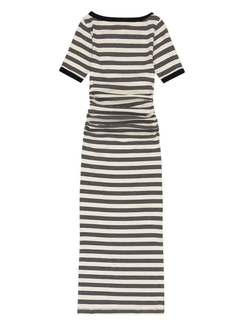 Ganni Striped Rib Short Sleeve Dress