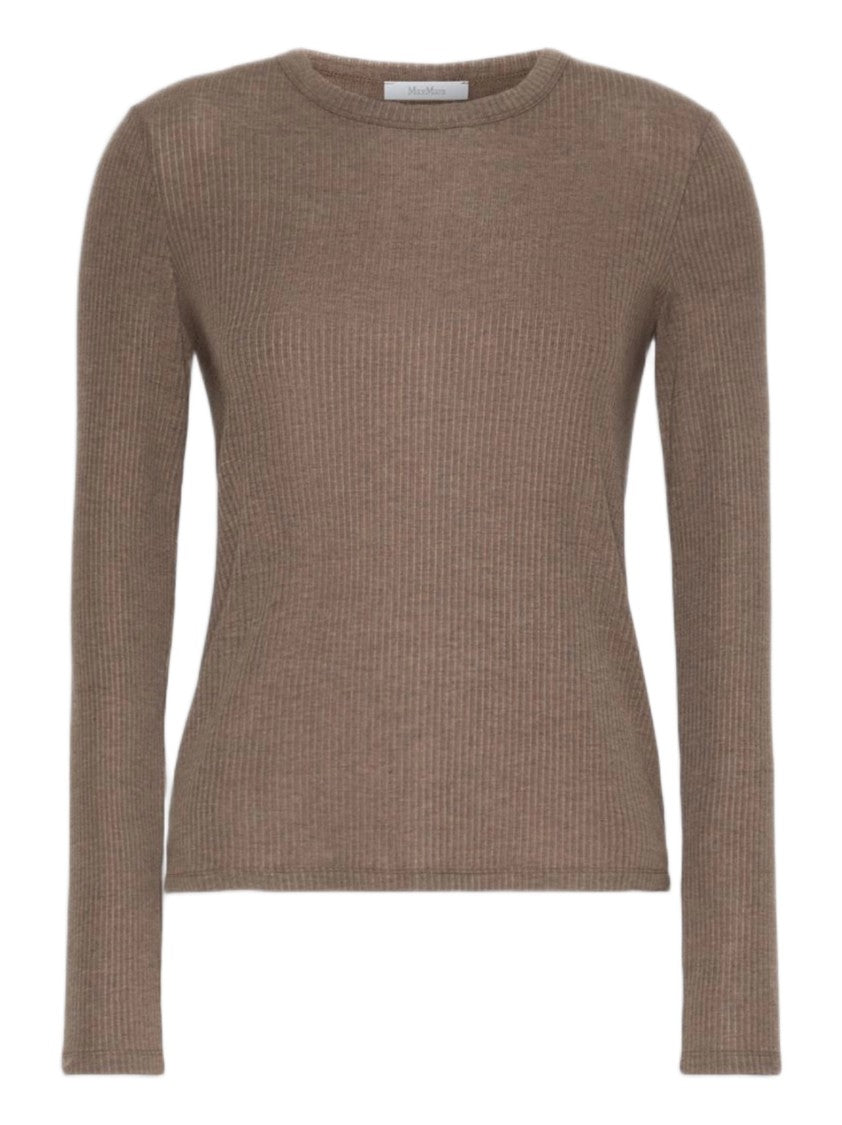 Max Mara Ribbed Knit Long-Sleeved Top With Subtle Seam Detail