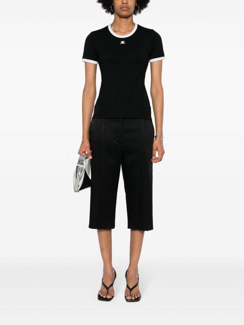 Courrèges Ribbed Texture Black Cotton Jersey Top