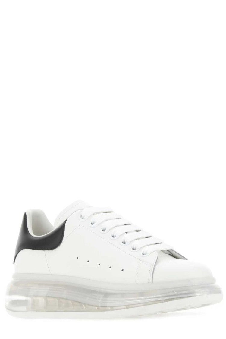 Alexander Mcqueen White Leather Sneakers With Transparent Sole