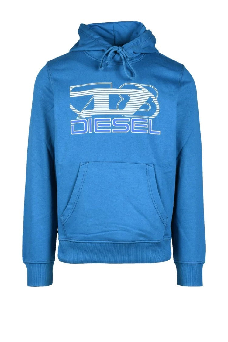 Diesel Blue Hooded Graphic Sweatshirt