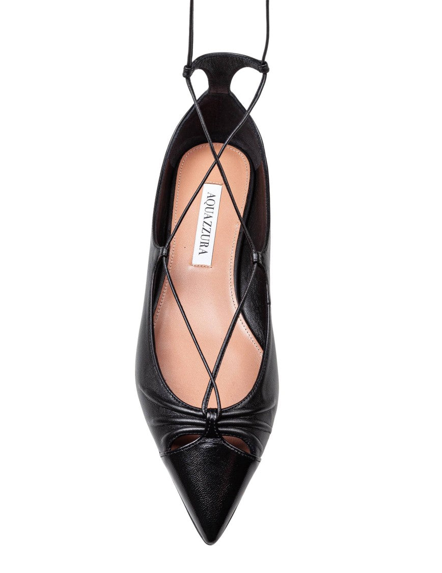 Aquazzura Black Nappa Gabi Flat