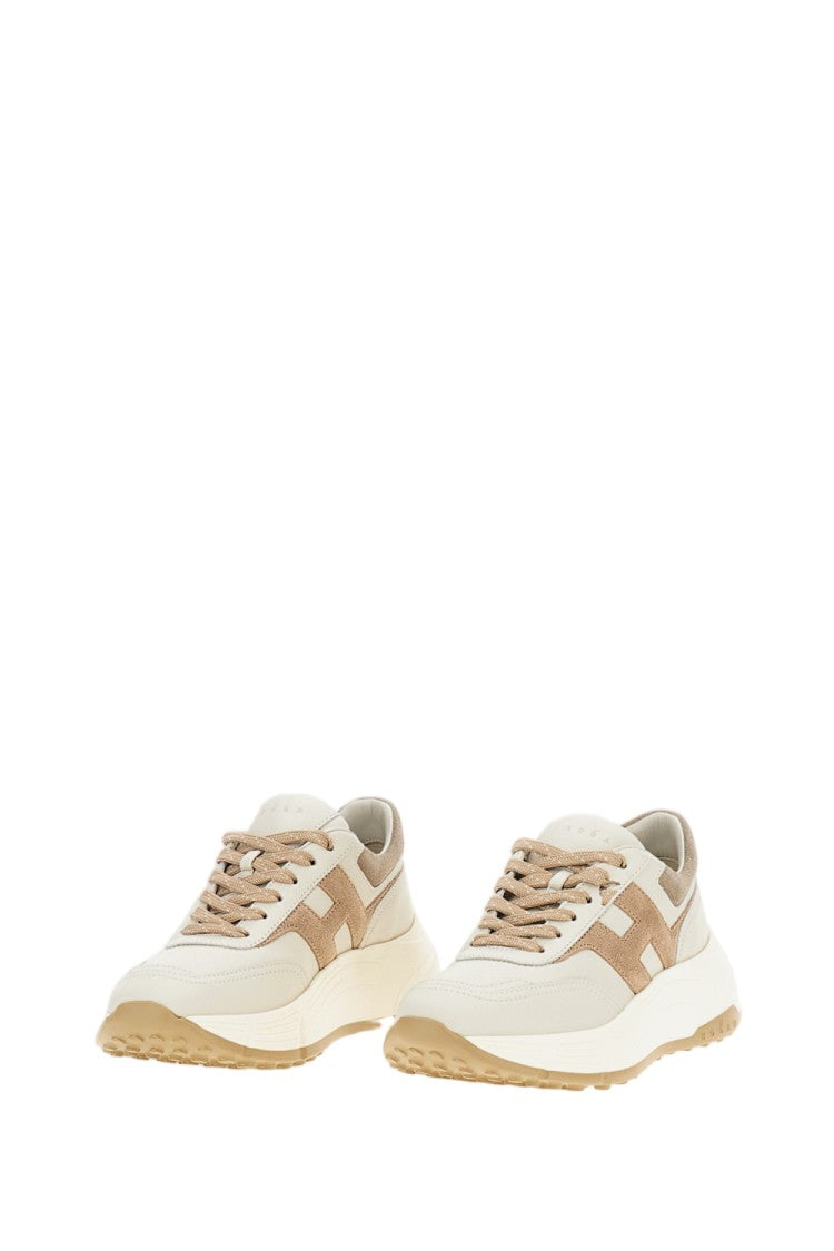 Hogan Beige Nappa Leather Double Laces Sneakers