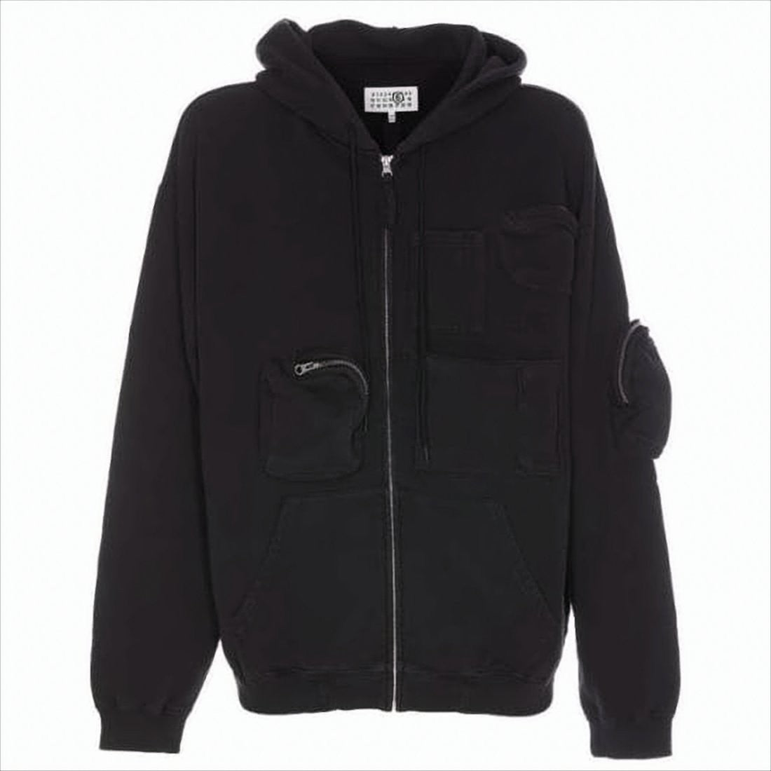 Mm6 By Maison Margiela Relaxed Fit Black Jacket With Front Zipper