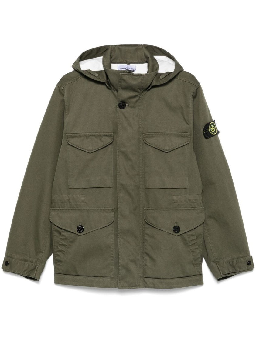 Stone Island Relaxed-Fit Green Coat with Hood