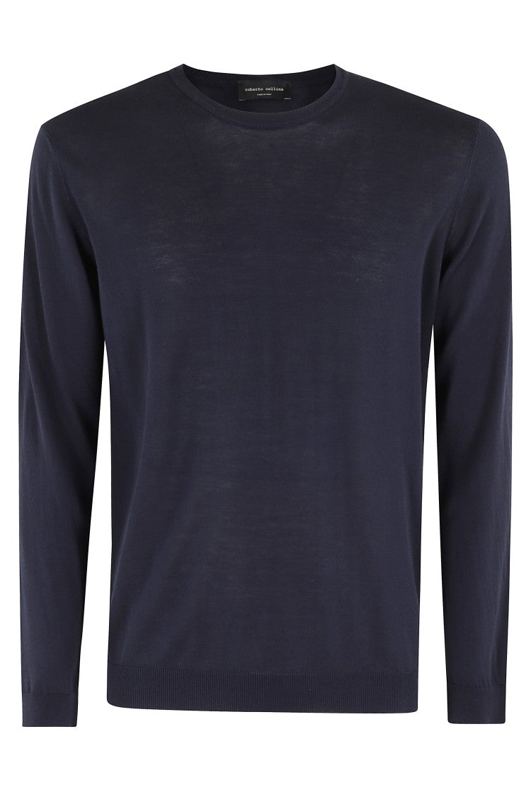 Roberto Collina Navy Blue Cotton Sweater