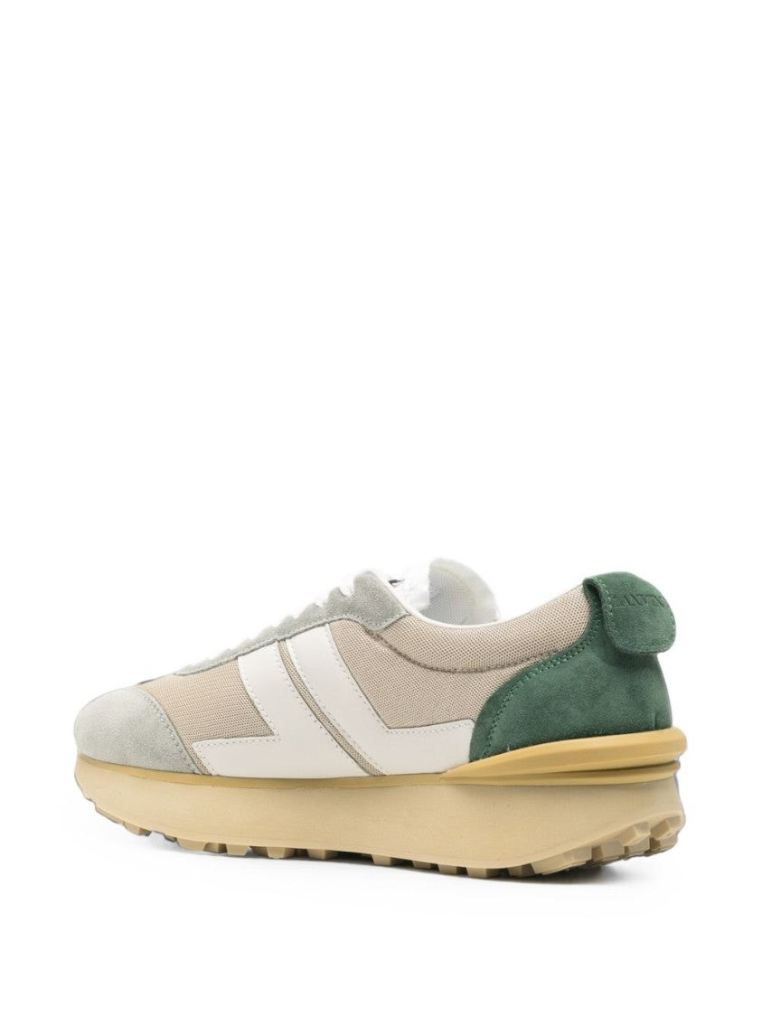 Lanvin Beige And Multicolour Suede Low-Top Sneakers With Chunky Sole