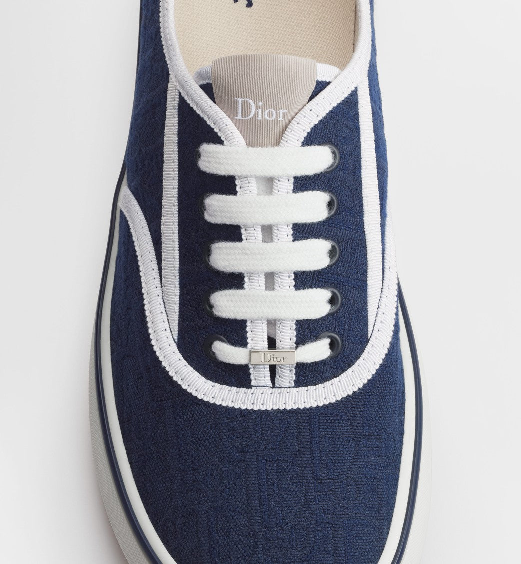 Christian Dior Low-Top Navy Sneaker With Textured Upper And White Accents
