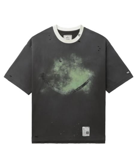 Maison Mihara Yasuhiro Distressed Black Cotton T-Shirt With Unique Graphic Design
