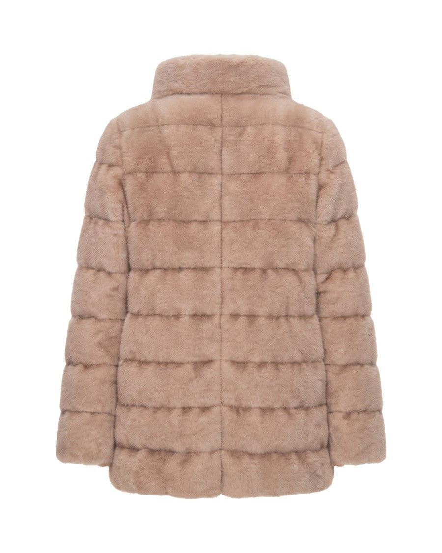 Herno Light Camel Geometric Quilted Down Coat
